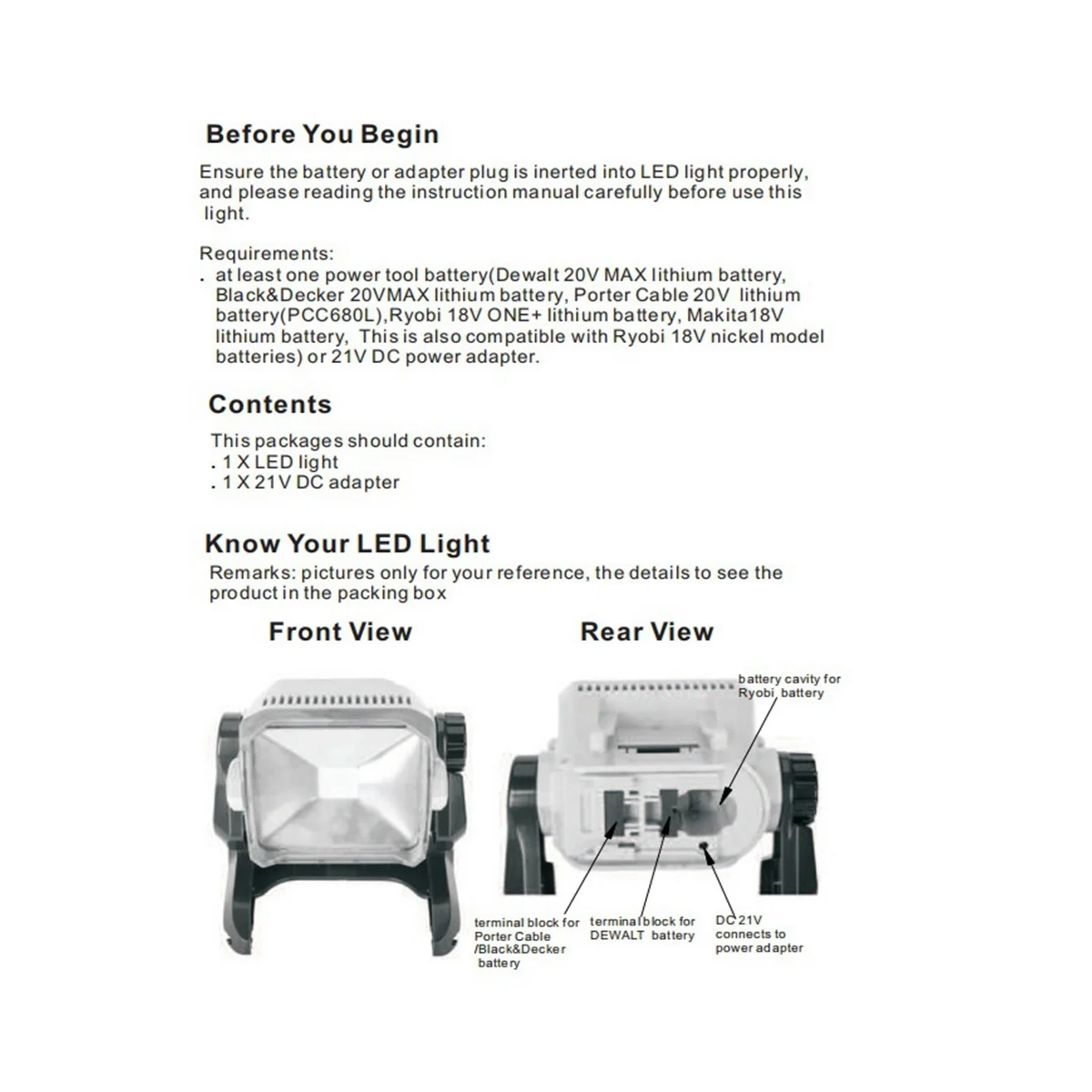 Led работна лампа 18 Вата за работа с электроинструментами Батерия за за за батерията, 18 или 20 В штепсельная вилица ЕС