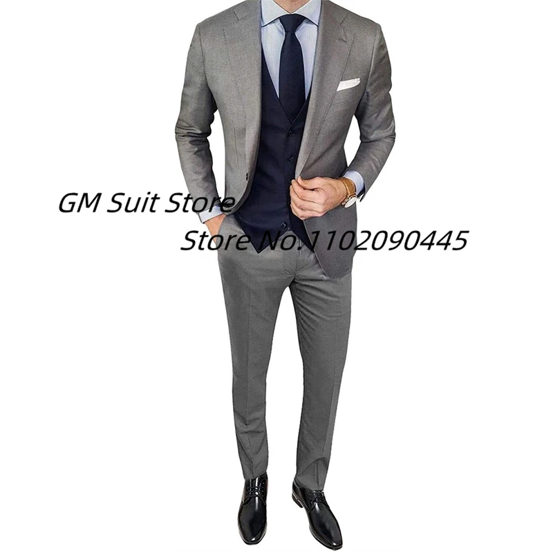 Модерни костюми за мъже, оборудвана блейзър на една пуговице от 3 теми за сватбени партита, смокинг, жилетка и панталони