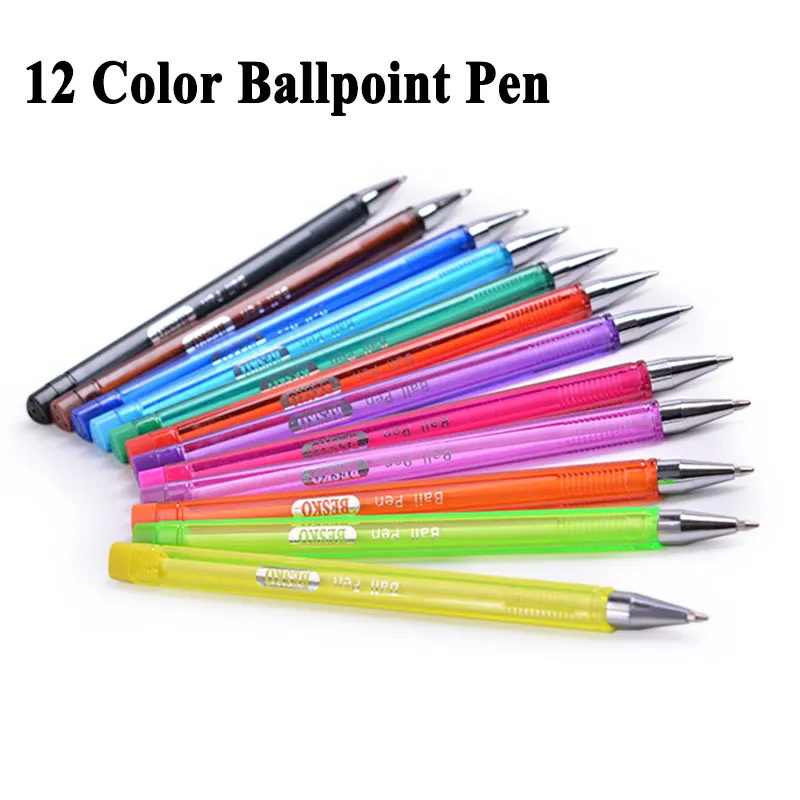 DELVTCH 12 бр., цветен комплект, химикалка писалка с връх 1.0 mm, офис химикалка химикалка, училищни писалка за писане, рисуване, офис консумативи, подаръци за деца