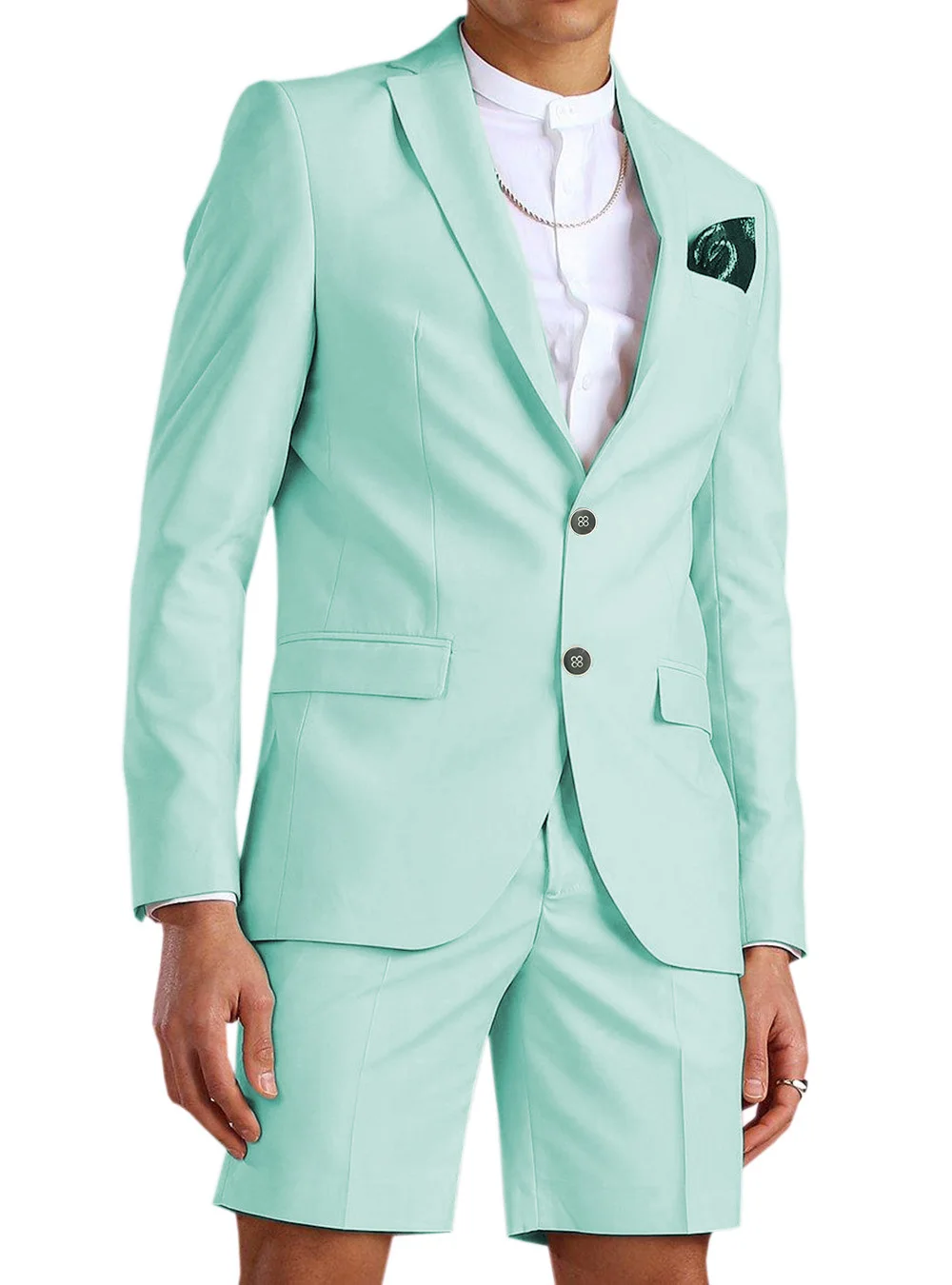 Нов мъжки кратък бизнес случайни годишният фрак от две части, плажен сватбен костюм на младоженеца (яке + шорти)