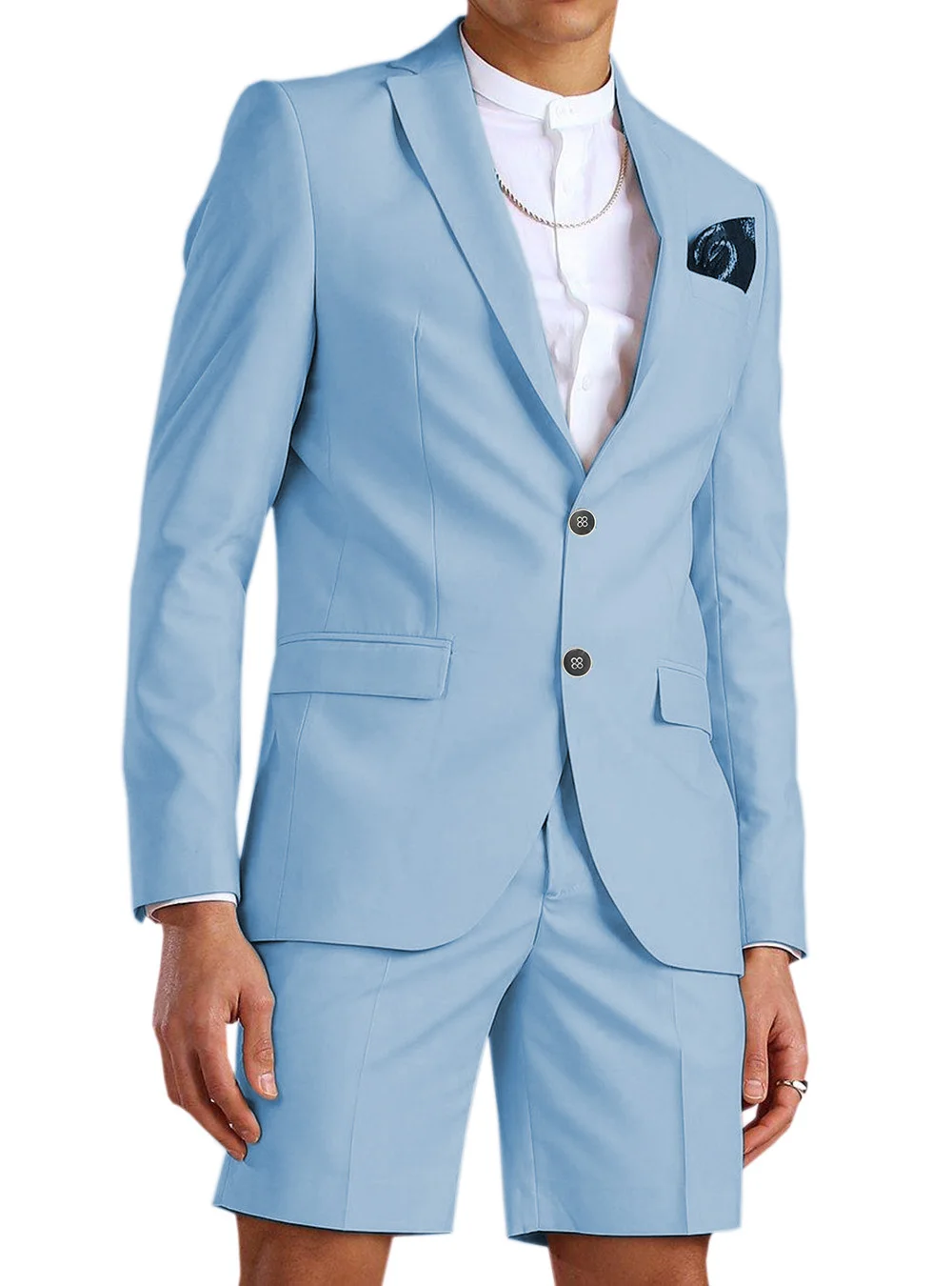 Нов мъжки кратък бизнес случайни годишният фрак от две части, плажен сватбен костюм на младоженеца (яке + шорти)
