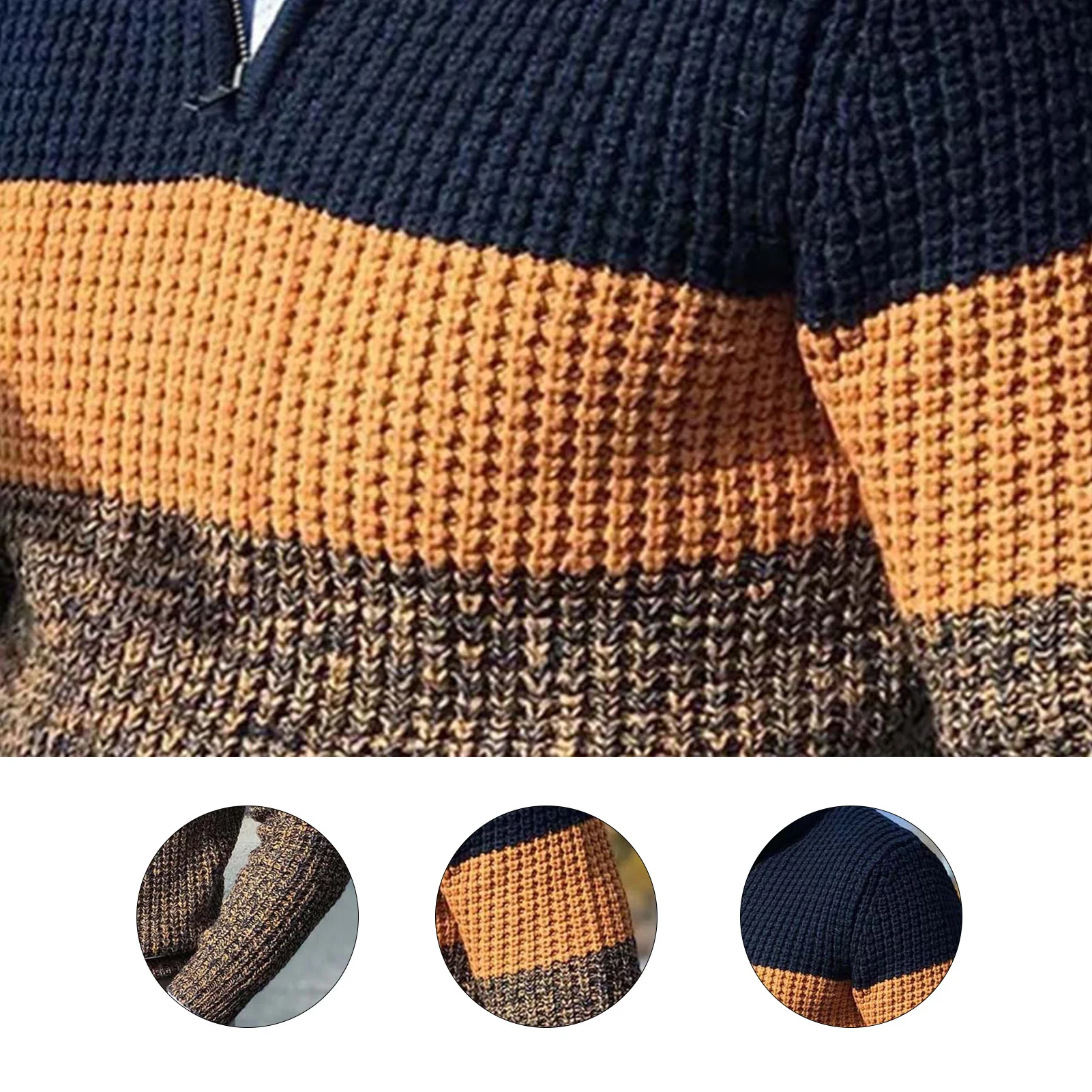 Плюс размер Мъжки вязаный пуловер Есен зима Модерен пуловер Скок с дълъг ръкав, V образно деколте Градинска дрехи в цвят блок Вязаный пуловер