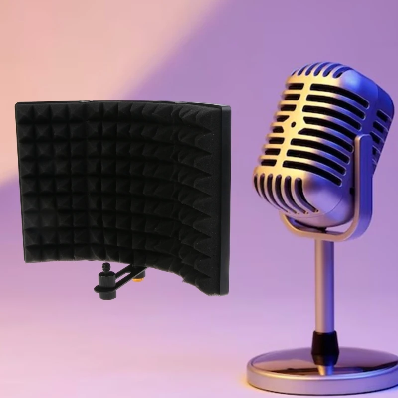 Изолационен екран за микрофон, Преносим настолен звукопоглощающий пенопластовый отразяващи филтър звукоизолирани екран за директна доставка