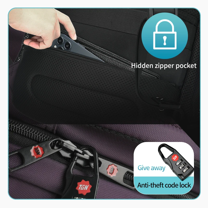 Tigernu Модерен женски раница лилав цвят със защита от кражба, 15.6-инчов раница за лаптоп, женски водоустойчива раница за пътуване, училище, раница, чанта