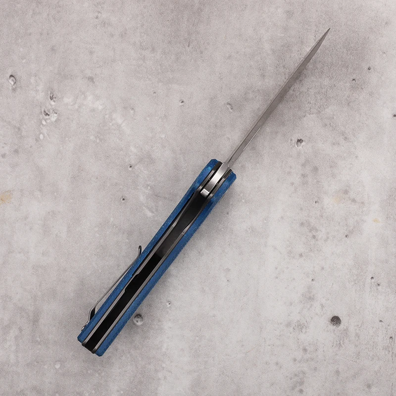 Завъртащо се на острието 14C28 CF Дръжка за лов на открито, оцеляване в къмпинга, кухненски плодов джобен EDC инструментален нож
