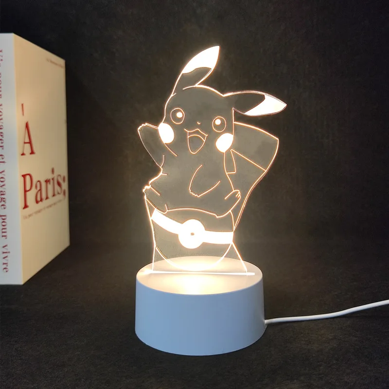 3D лека нощ с покемоном Пикачу, led креативен продукт, подарък за дома на елф, нощно настолна лампа, Pokemon