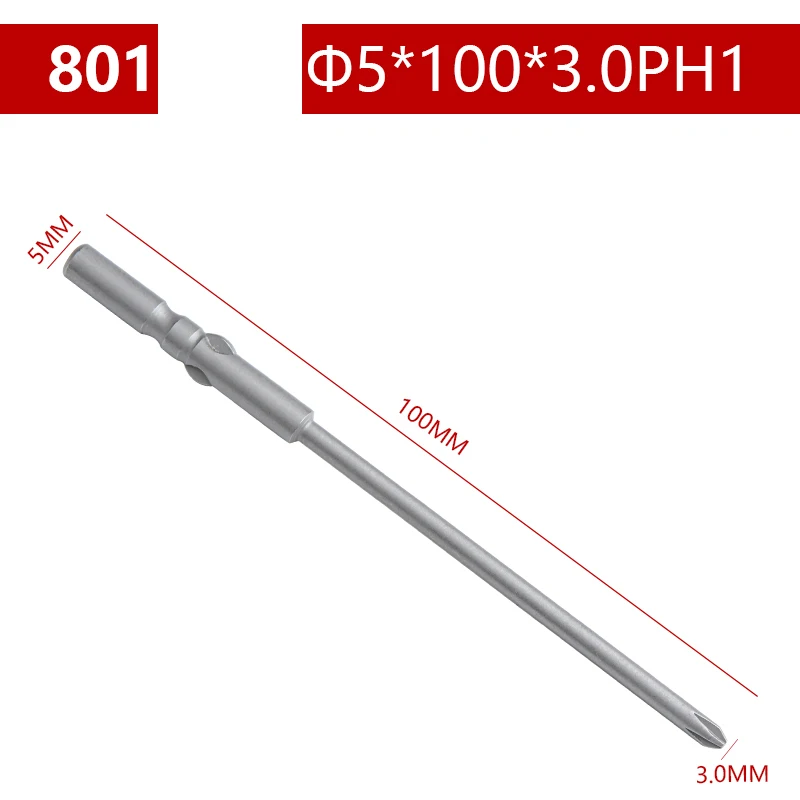 50ШТ 801 Електрическа отвертка с дължина 100 мм, с кръгла опашка, магнитна PH1, крестообразная отвертка, част инструмент