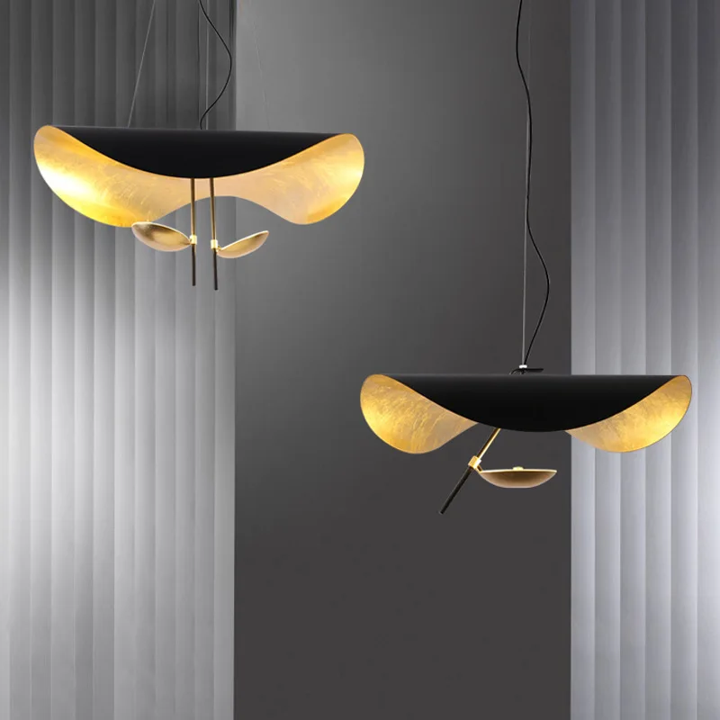Kobuc постмодернистский ретро окачен лампа за хранене в скандинавски стил, творчески, с неправилна форма, със златен лист, 15 W, led окачен лампа, черен/бял