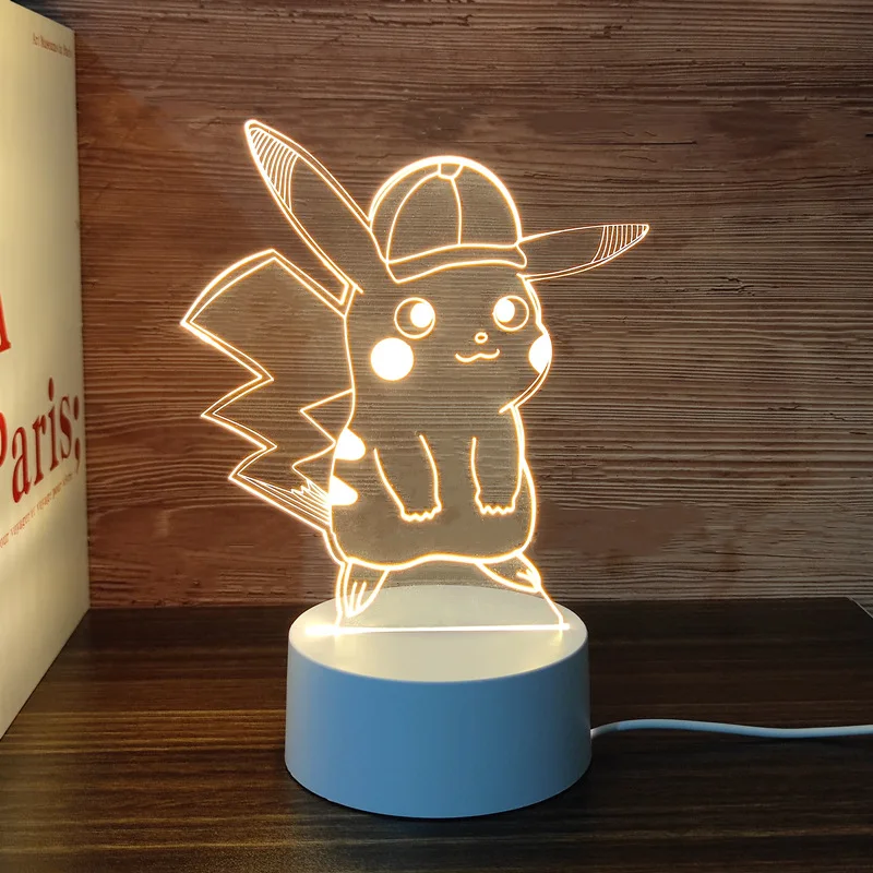 3D лека нощ с покемоном Пикачу, led креативен продукт, подарък за дома на елф, нощно настолна лампа, Pokemon