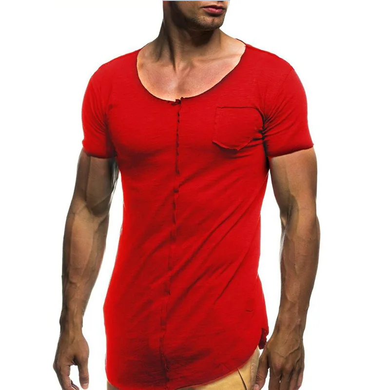 № 2 A1523, нови летни мъжки тениски, обикновена, приталенные, трендови, всекидневни, с къси ръкави, модни