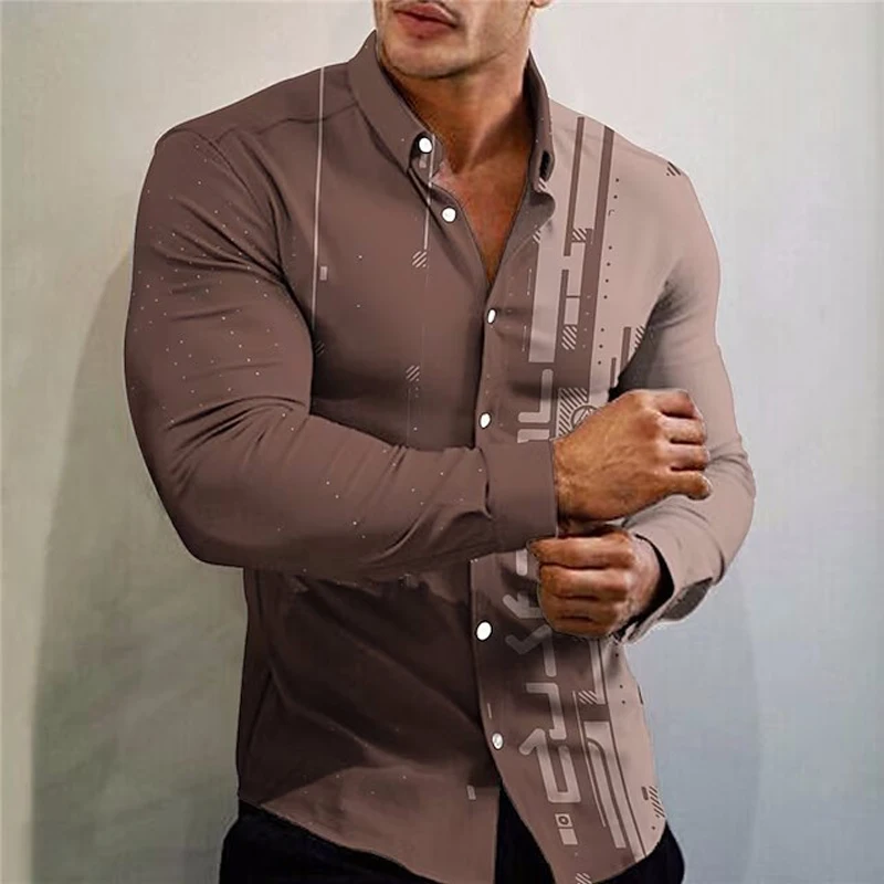 Модерен ризи за мъже, случайни топ копчета с принтом кабел, отгоре с дълъг ръкав и копчета, мъжки дрехи, бизнес дизайнер, блузи, новост