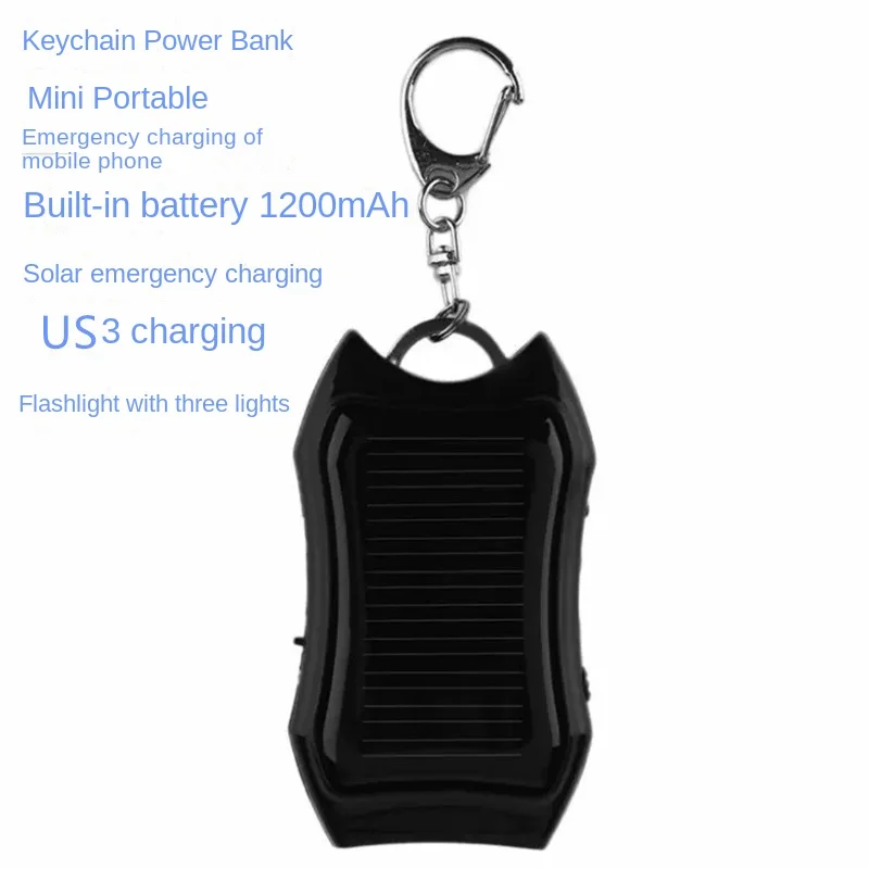 Слънчев ключодържател Power Bank, ултра-мини зарядно устройство за мобилен телефон, къмпинг, USB ключодържател за зареждане, слънчев led фенерче, риболовна стръв, лампа