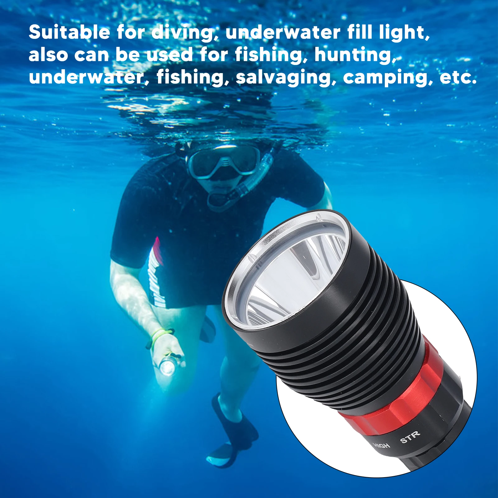 Led фенерче за гмуркане, Професионален 5000LM IPX8 Водоустойчив Преносим 328,1 крак подводен фенер