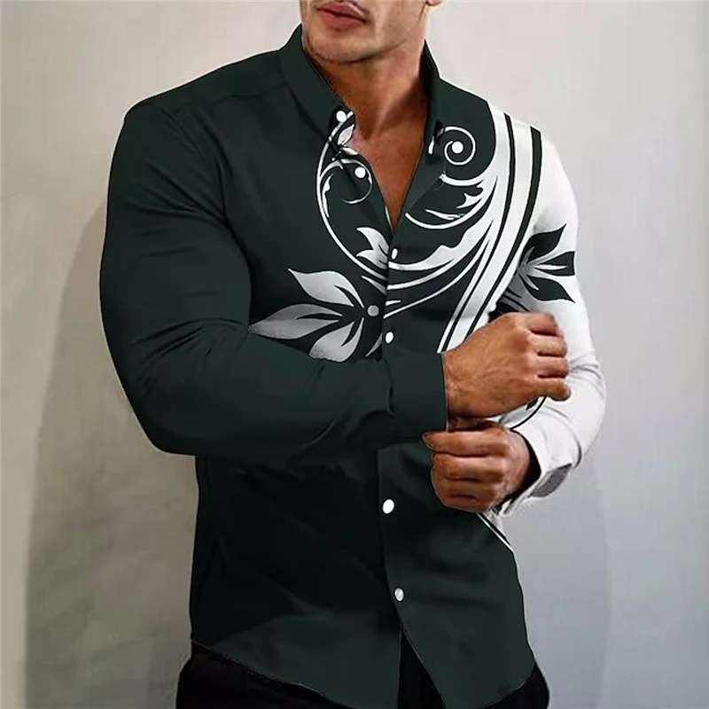 Модерен ризи за мъже, случайни топ копчета с принтом кабел, отгоре с дълъг ръкав и копчета, мъжки дрехи, бизнес дизайнер, блузи, новост